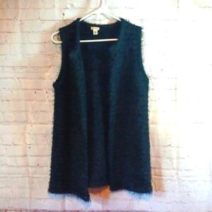 Spense Black Fluffy Fabrinique  Black    Long Vest  M